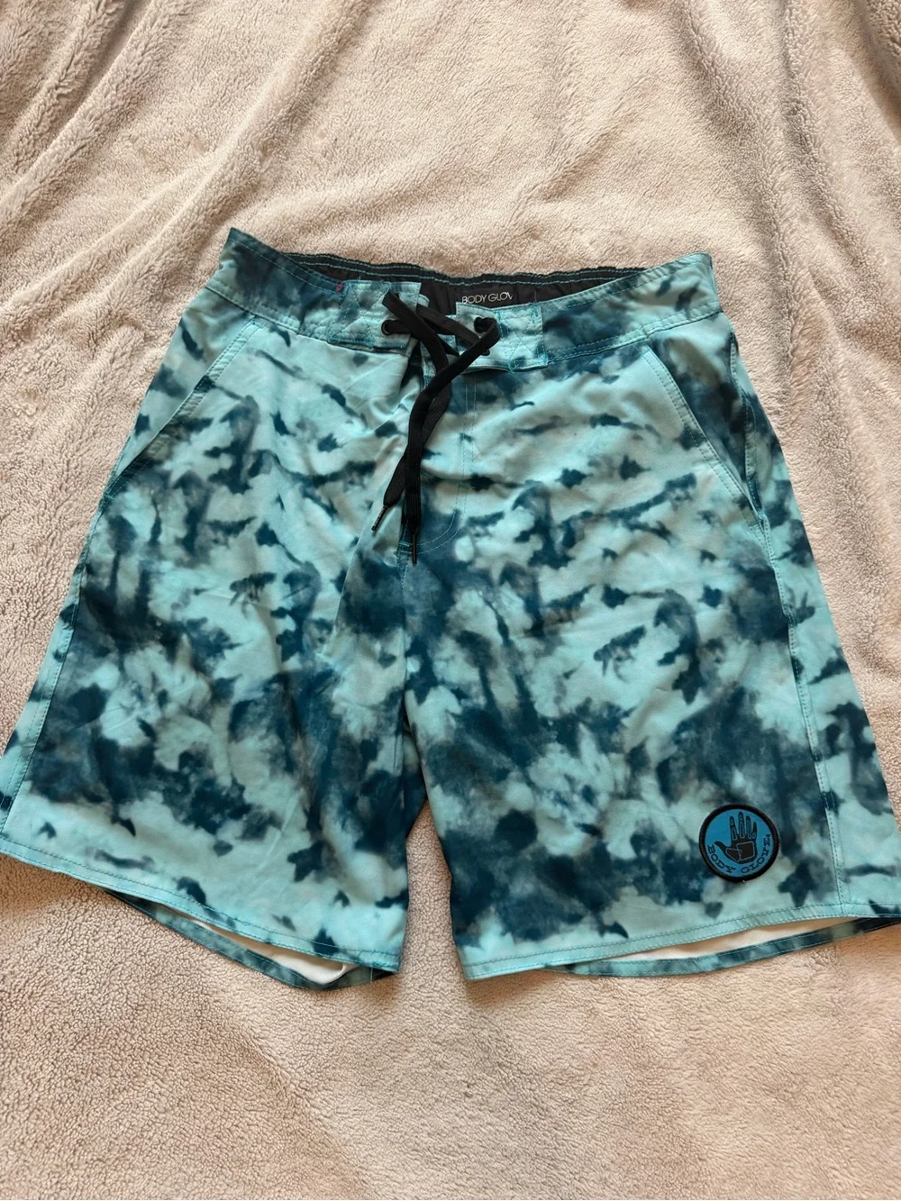 Body Glove Vapor Board Shorts Men’s 34 Blue Tie Dye Swim Trunks Mesh Liner